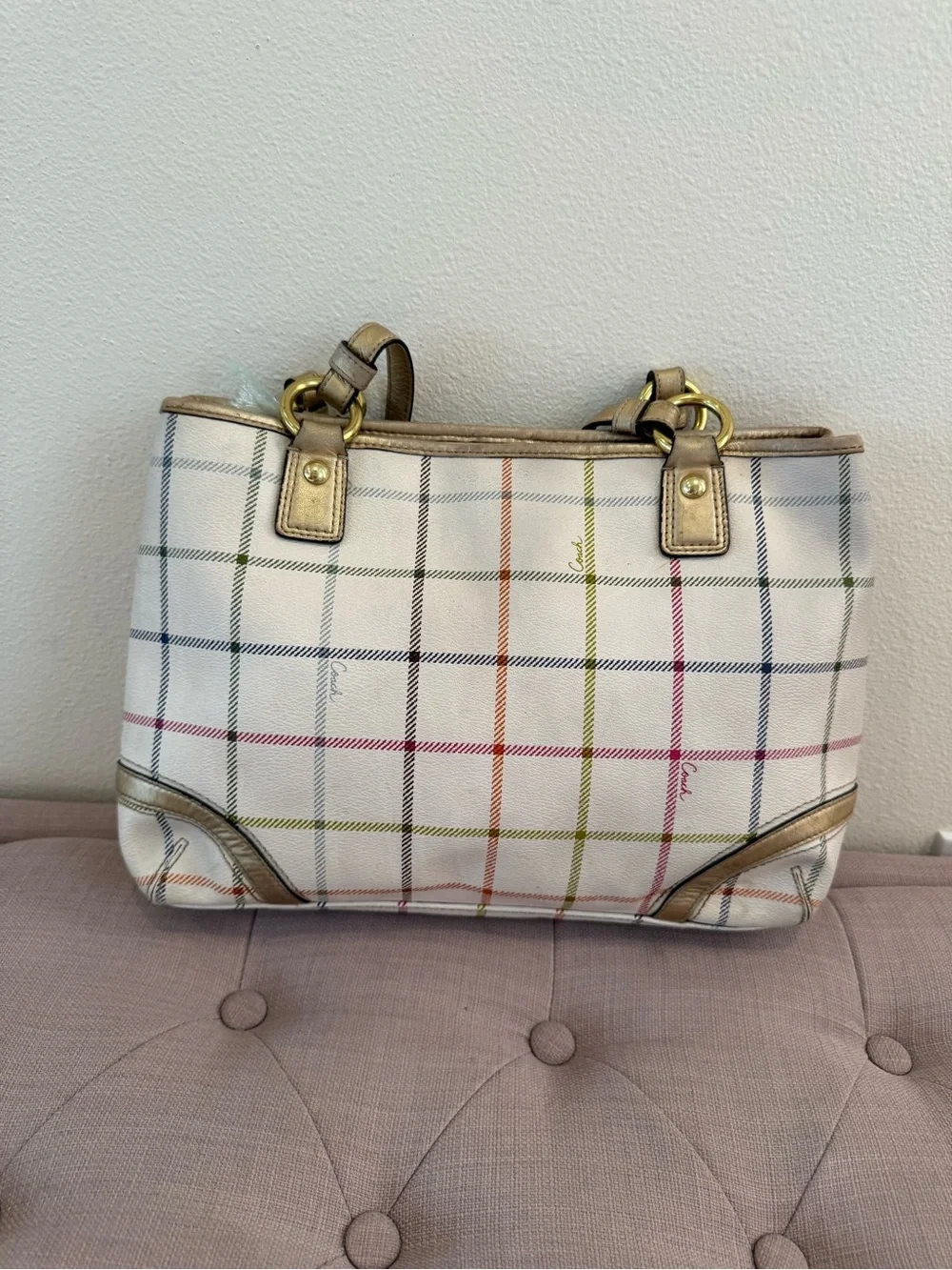 Y2K Coach Fuchsia Plaid with Pink Interior Lining